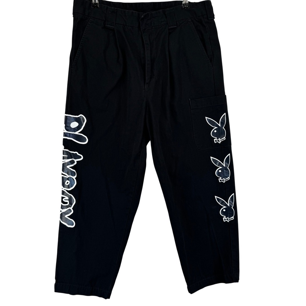 Playboy by PacSun Mens Black Graphic Carpenter Short Pants Size 32 Bunny